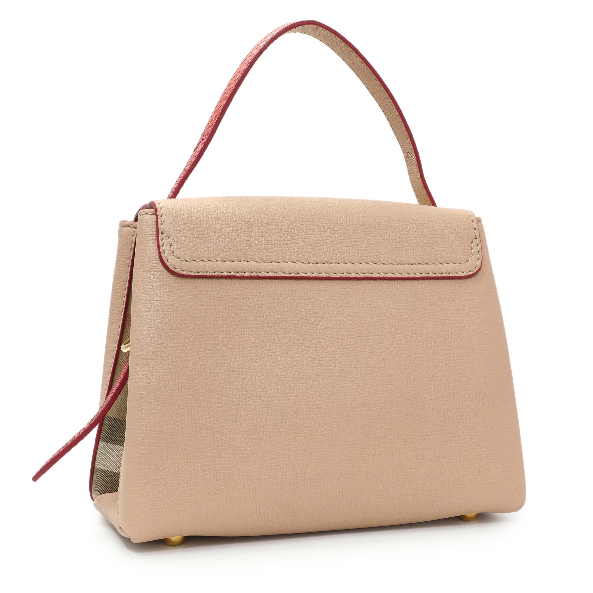 Exclusive Burberry Beige Red Derby Calfskin Snakeskin House Check Small Camberley — Side View