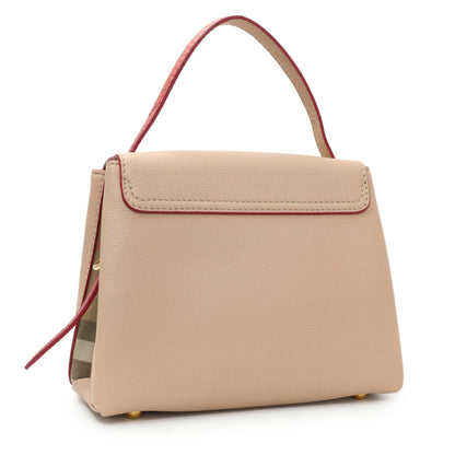 Exclusive Burberry Beige Red Derby Calfskin Snakeskin House Check Small Camberley — Side View