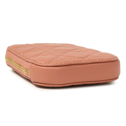 Exclusive Christian Dior Deep Nude Lambskin Cannage Lady Dior Phone Holder — Back View