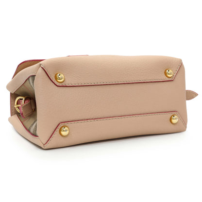 Exclusive Burberry Beige Red Derby Calfskin Snakeskin House Check Small Camberley — Back View