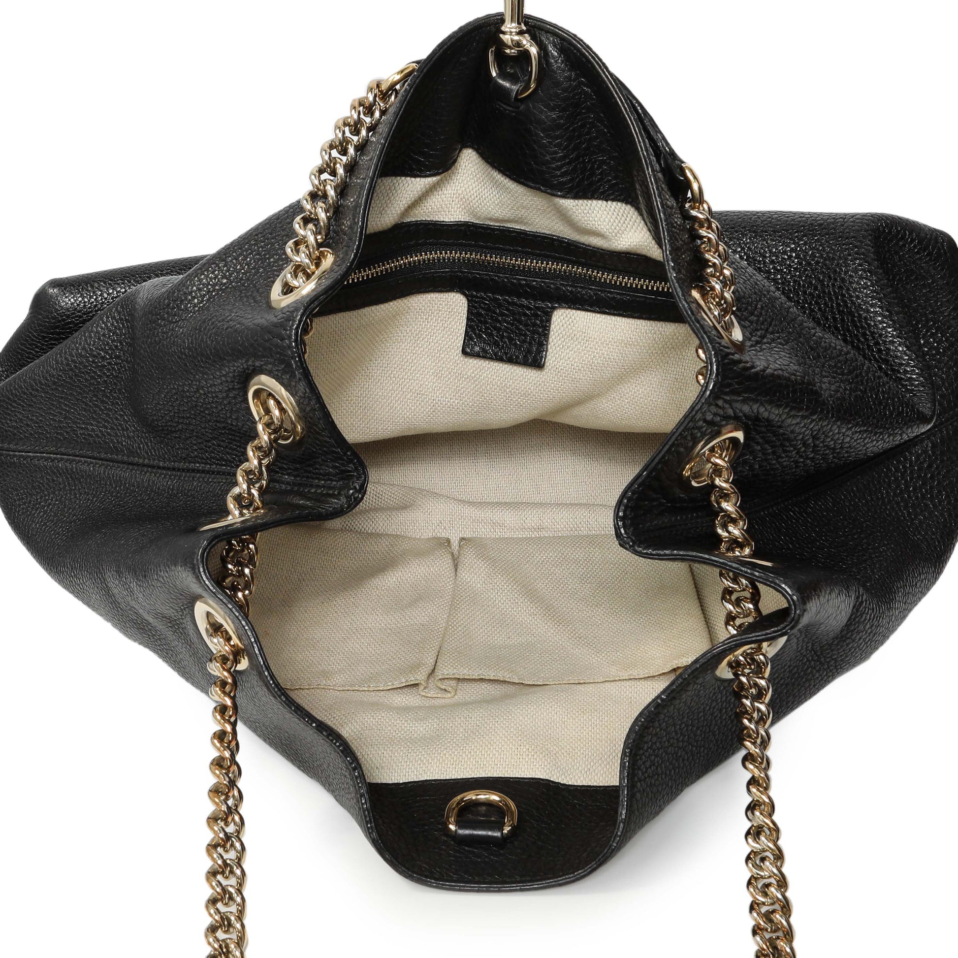 Exclusive Gucci Black Pebbled Calfskin Medium Soho Chain Shoulder Bag — Alternate View 8