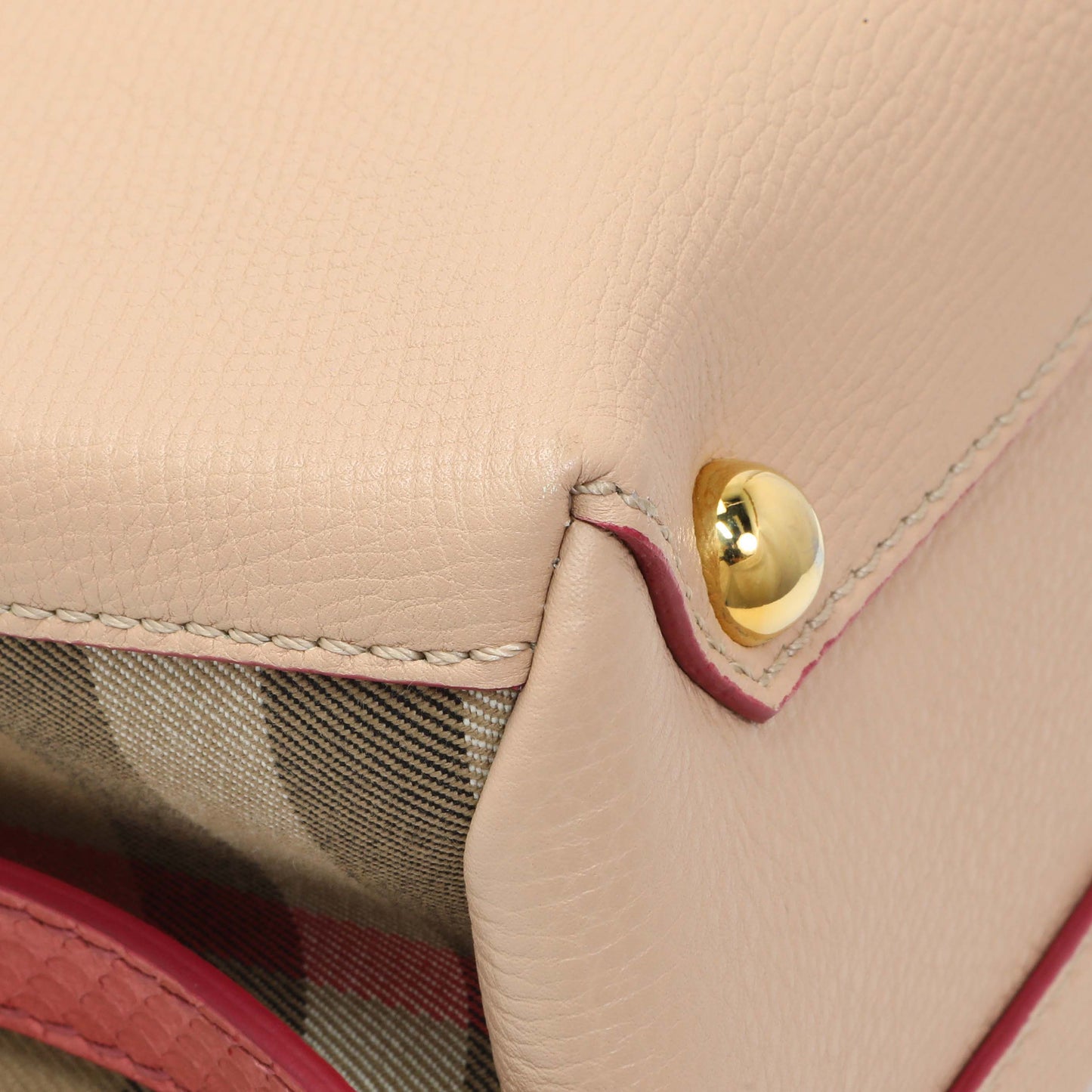 Exclusive Burberry Beige Red Derby Calfskin Snakeskin House Check Small Camberley — Top View