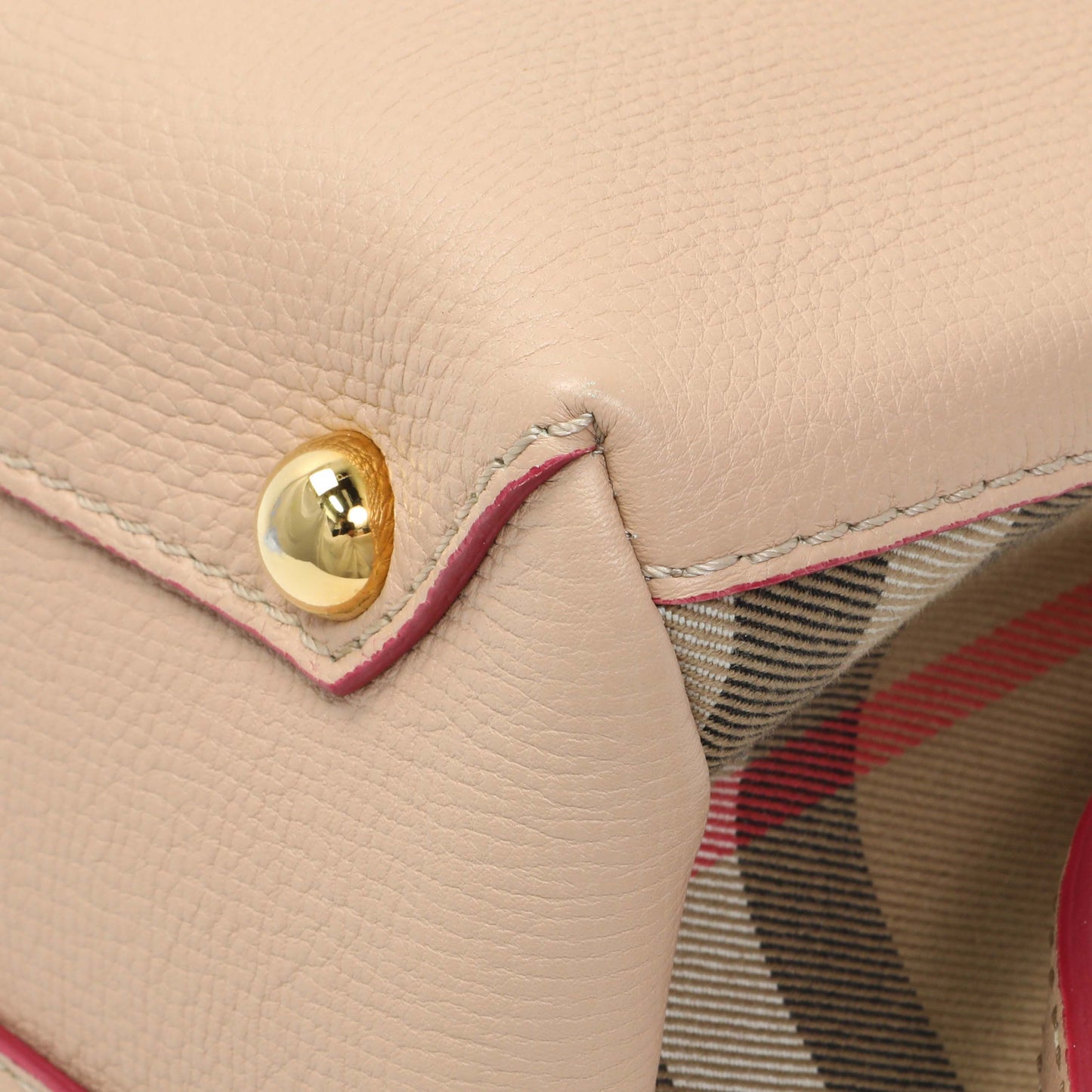 Exclusive Burberry Beige Red Derby Calfskin Snakeskin House Check Small Camberley — Detail View