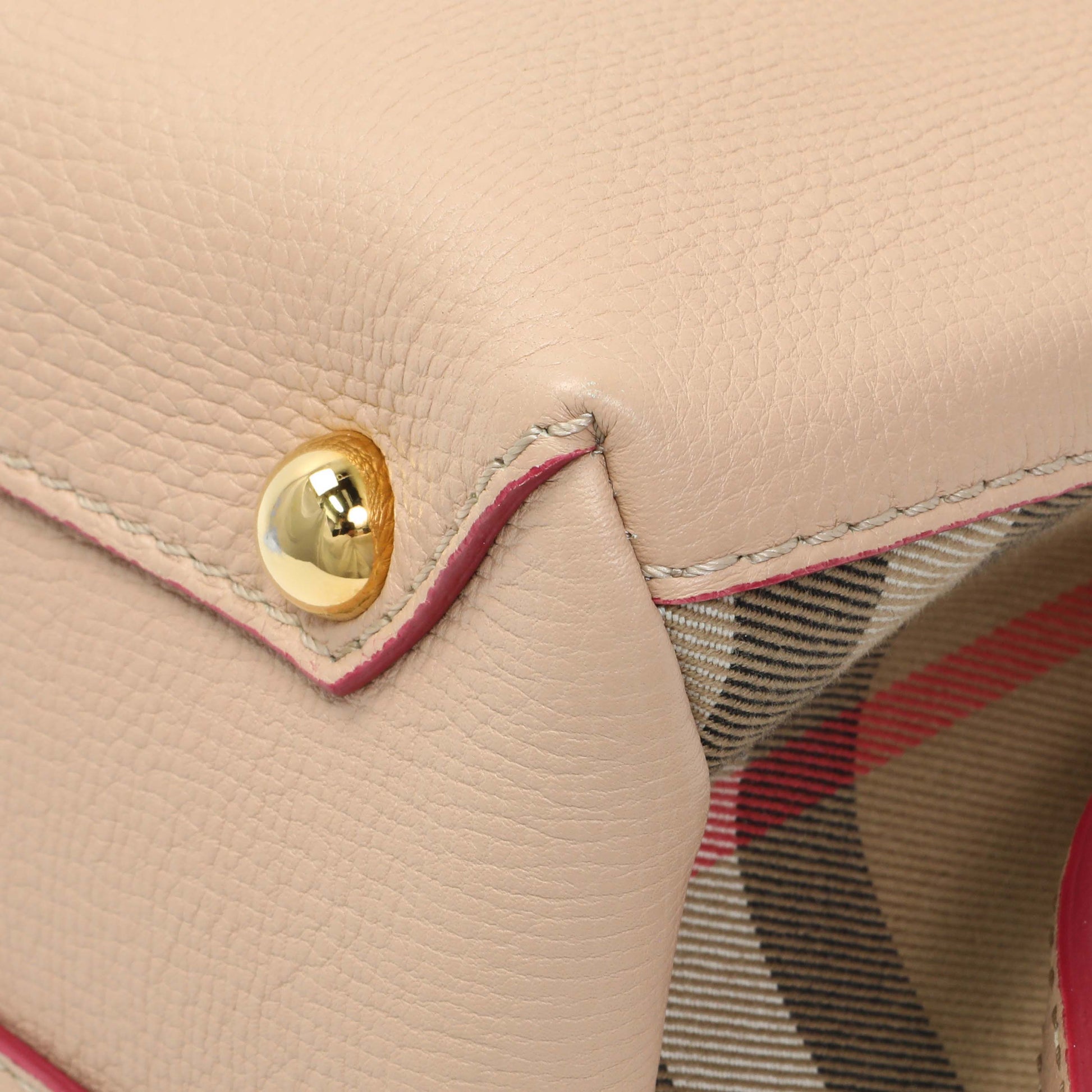 Exclusive Burberry Beige Red Derby Calfskin Snakeskin House Check Small Camberley — Detail View