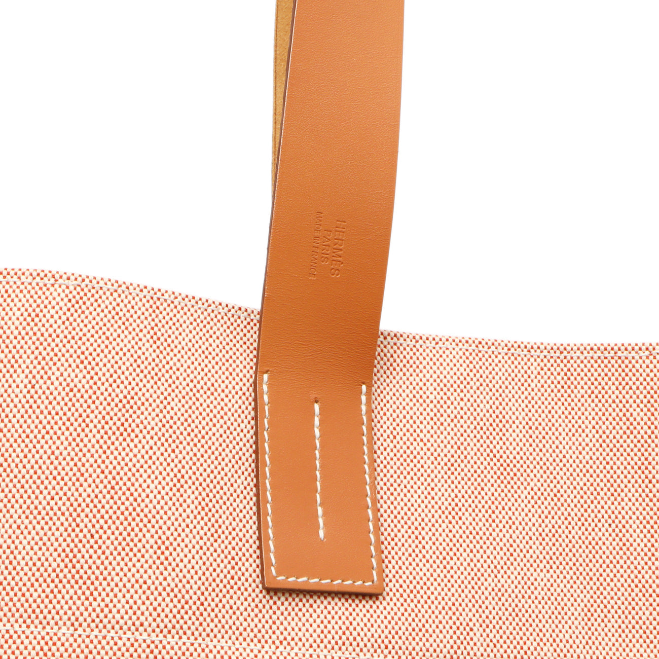 Exclusive Hermes Canvas Calfskin Etriviere Shopping Tote — Detail View