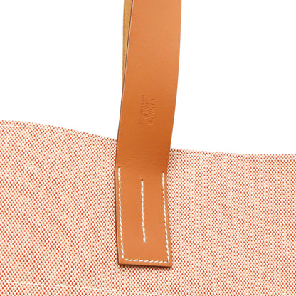 Exclusive Hermes Canvas Calfskin Etriviere Shopping Tote — Detail View