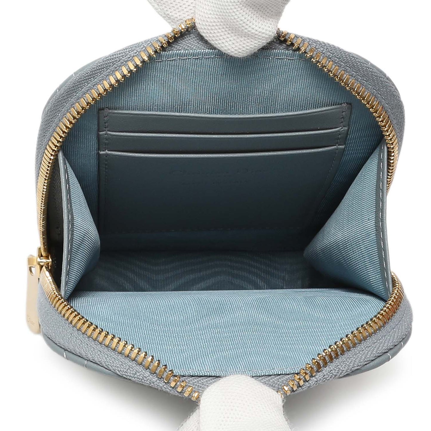 Exclusive Christian Dior Cloud Blue Lambskin Cannage Lady Dior Phone Holder — Top View