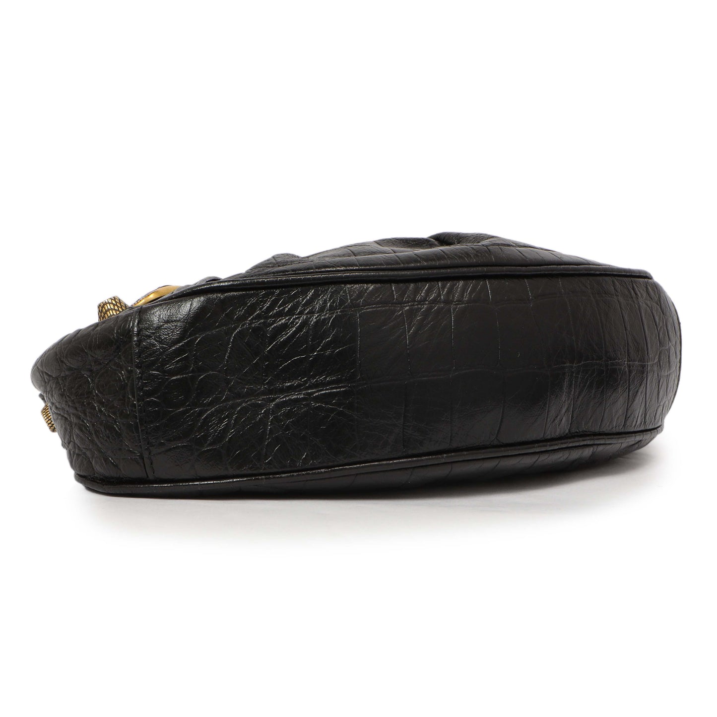 Exclusive Balenciaga Black Crocodile Embossed Le Cagole Shoulder Bag XS — Back View