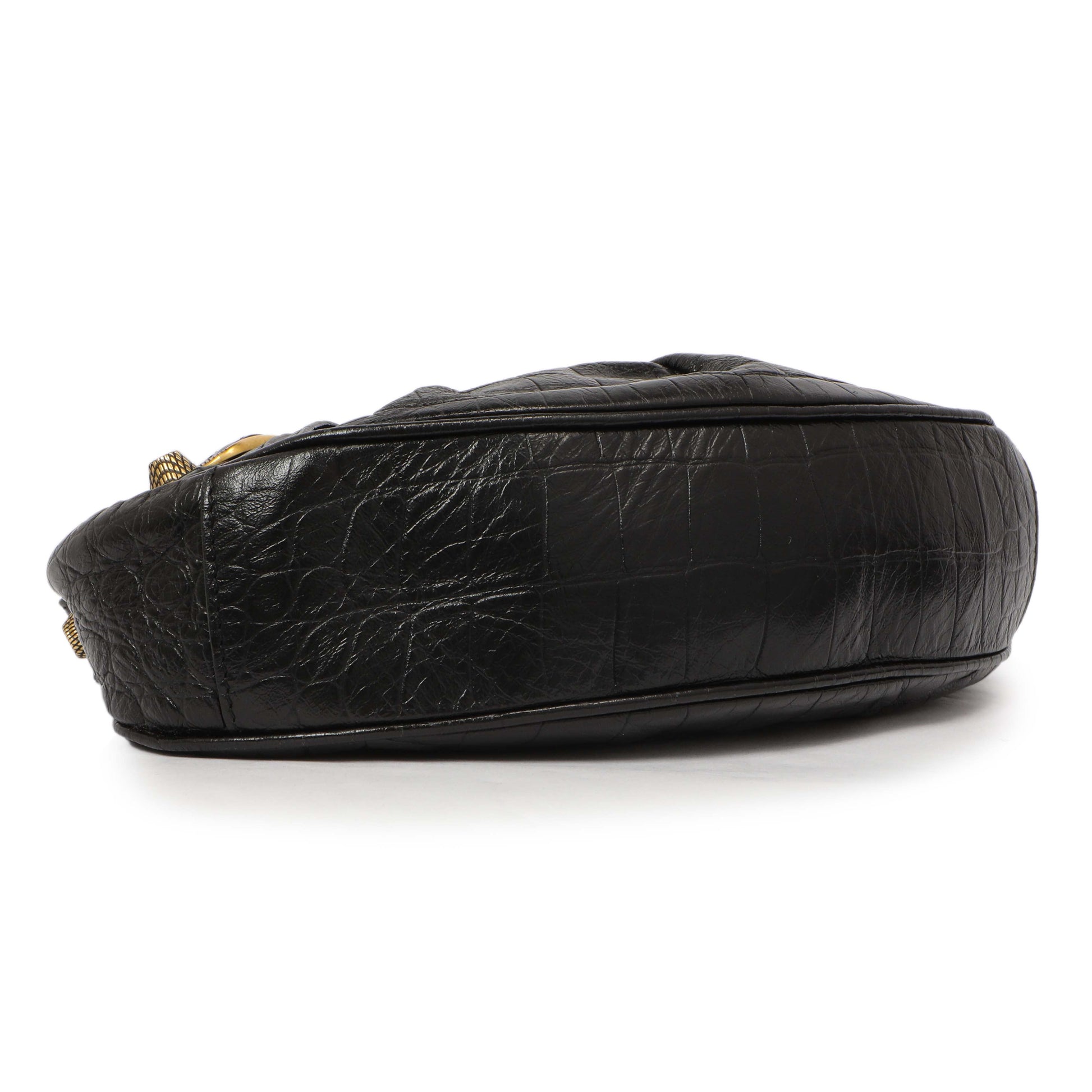 Exclusive Balenciaga Black Crocodile Embossed Le Cagole Shoulder Bag XS — Back View