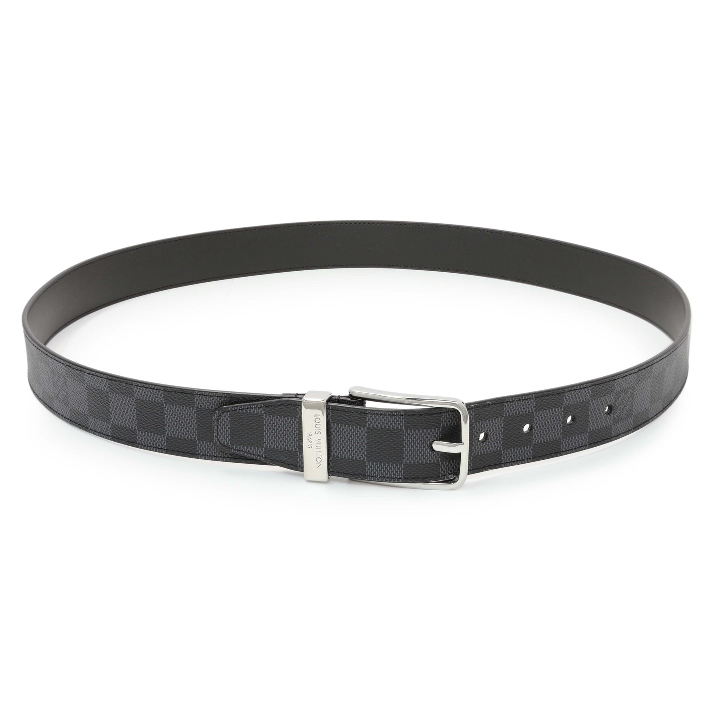 Exclusive Louis Vuitton Damier Graphite Pont Neuf 35mm Belt — Front View