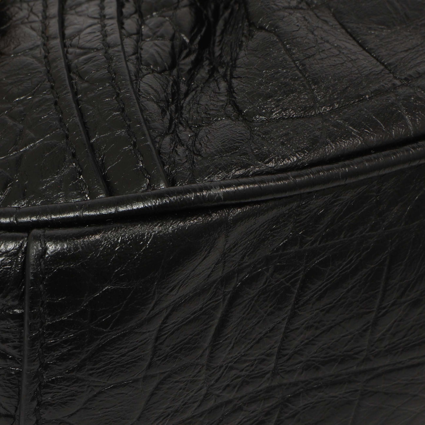 Exclusive Balenciaga Black Crocodile Embossed Le Cagole Shoulder Bag XS — Alternate View 9