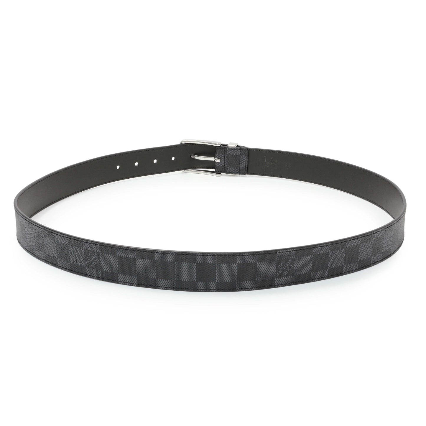 Exclusive Louis Vuitton Damier Graphite Pont Neuf 35mm Belt — Side View