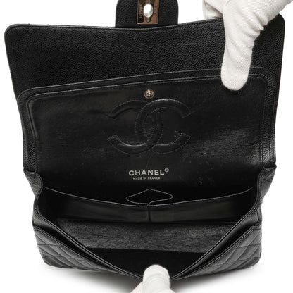 Exclusive Chanel Black Quilted Caviar Medium Classic Double Flap — Alternate View 8
