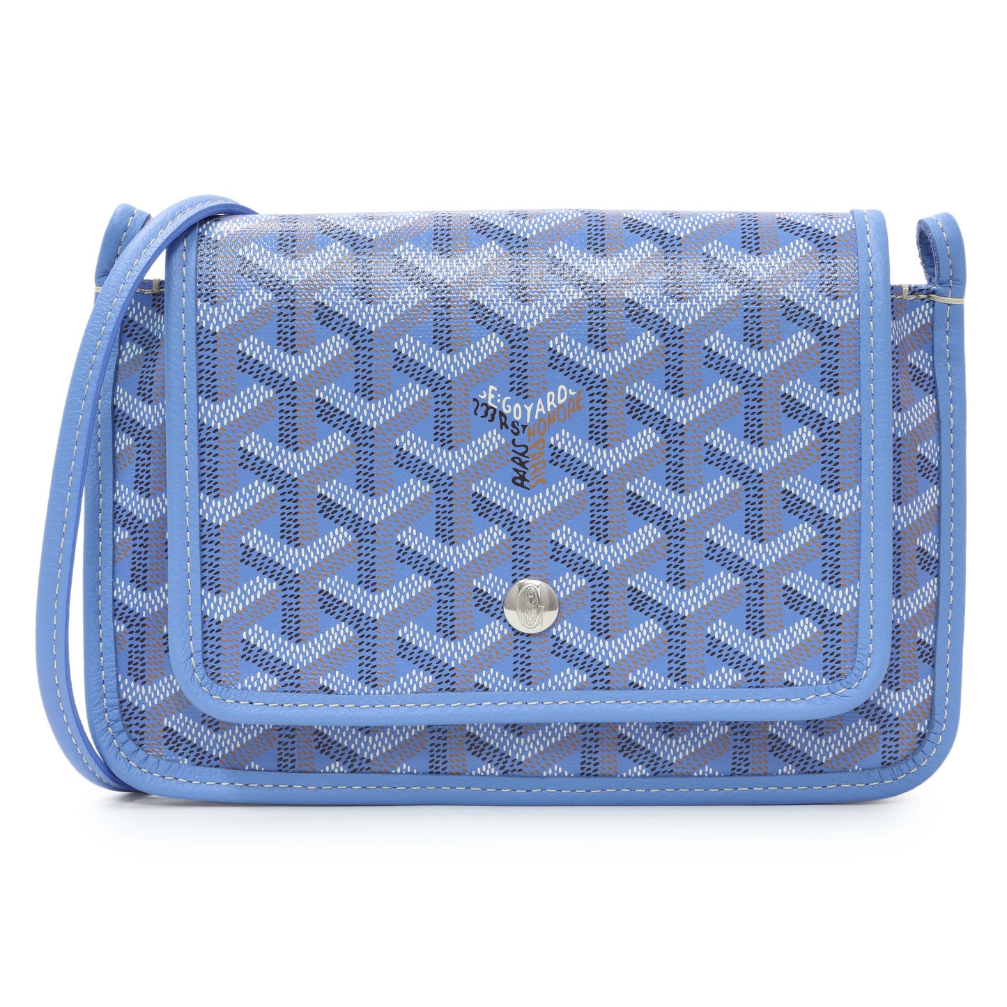 Exclusive Goyard Blue Goyardine Plumet Wallet Clutch — Front View