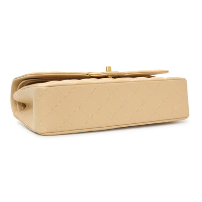 Exclusive Chanel Beige Quilted Caviar Medium Double Flap — Back View