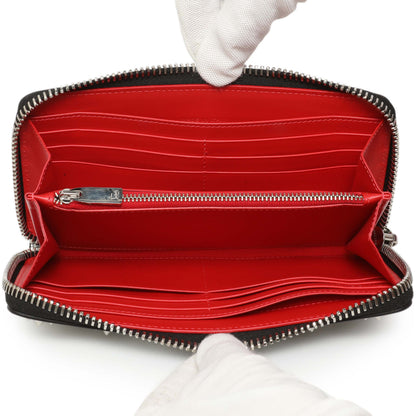Exclusive Christian Louboutin Silver Patent Leather Panettone Spiked Zip Around Wallet — Top View
