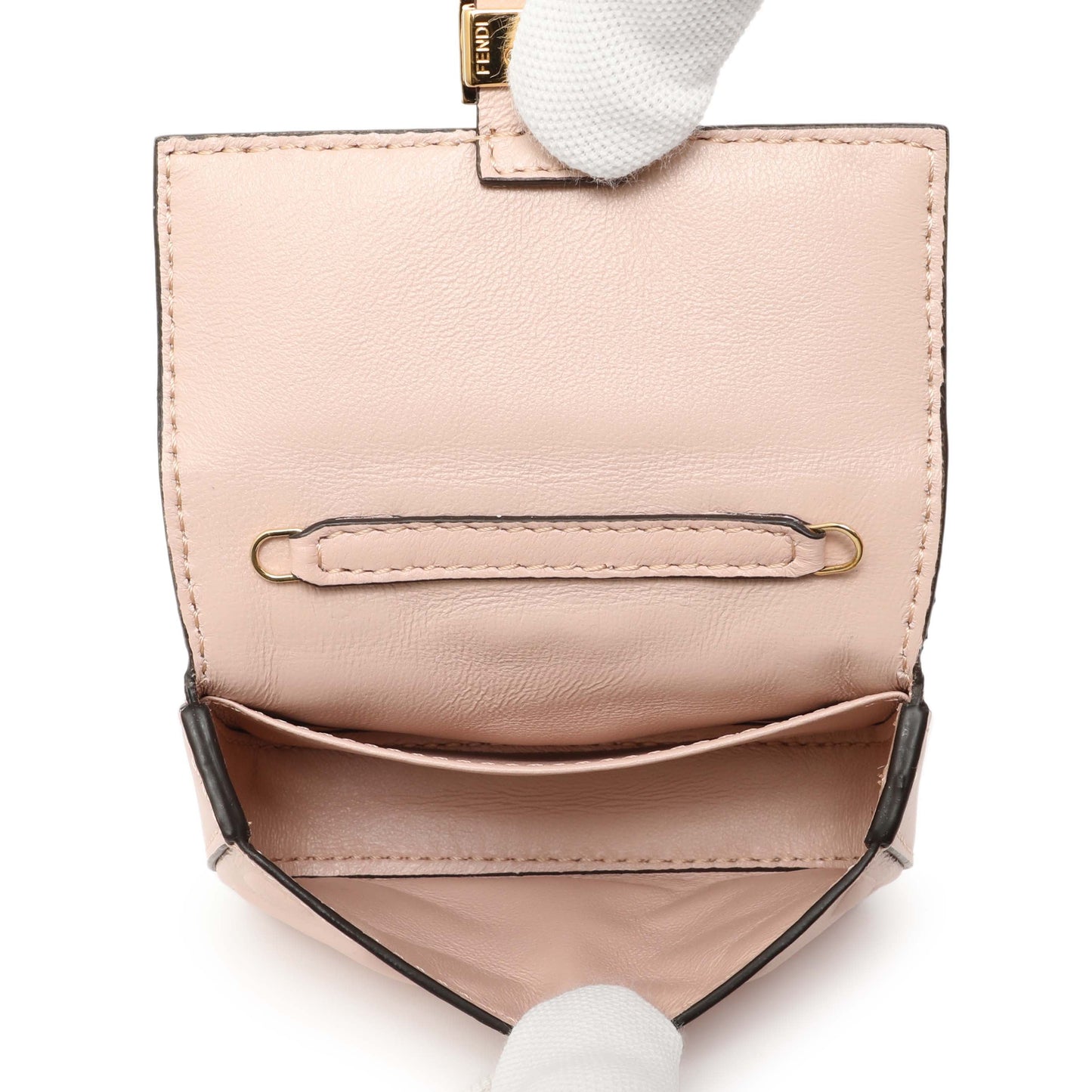 Exclusive Fendi Pink Nappa Matisse FF Embossed Nano Baguette Charm — Top View