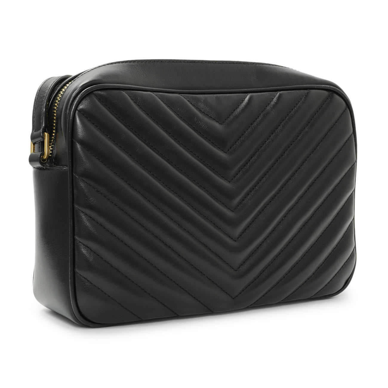 Exclusive Saint Laurent Black Calfskin Matelasse Monogram Lou Camera Bag — Side View