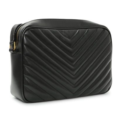 Exclusive Saint Laurent Black Calfskin Matelasse Monogram Lou Camera Bag — Side View