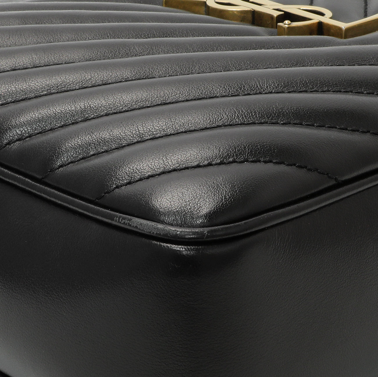 Exclusive Saint Laurent Black Calfskin Matelasse Monogram Lou Camera Bag — Top View