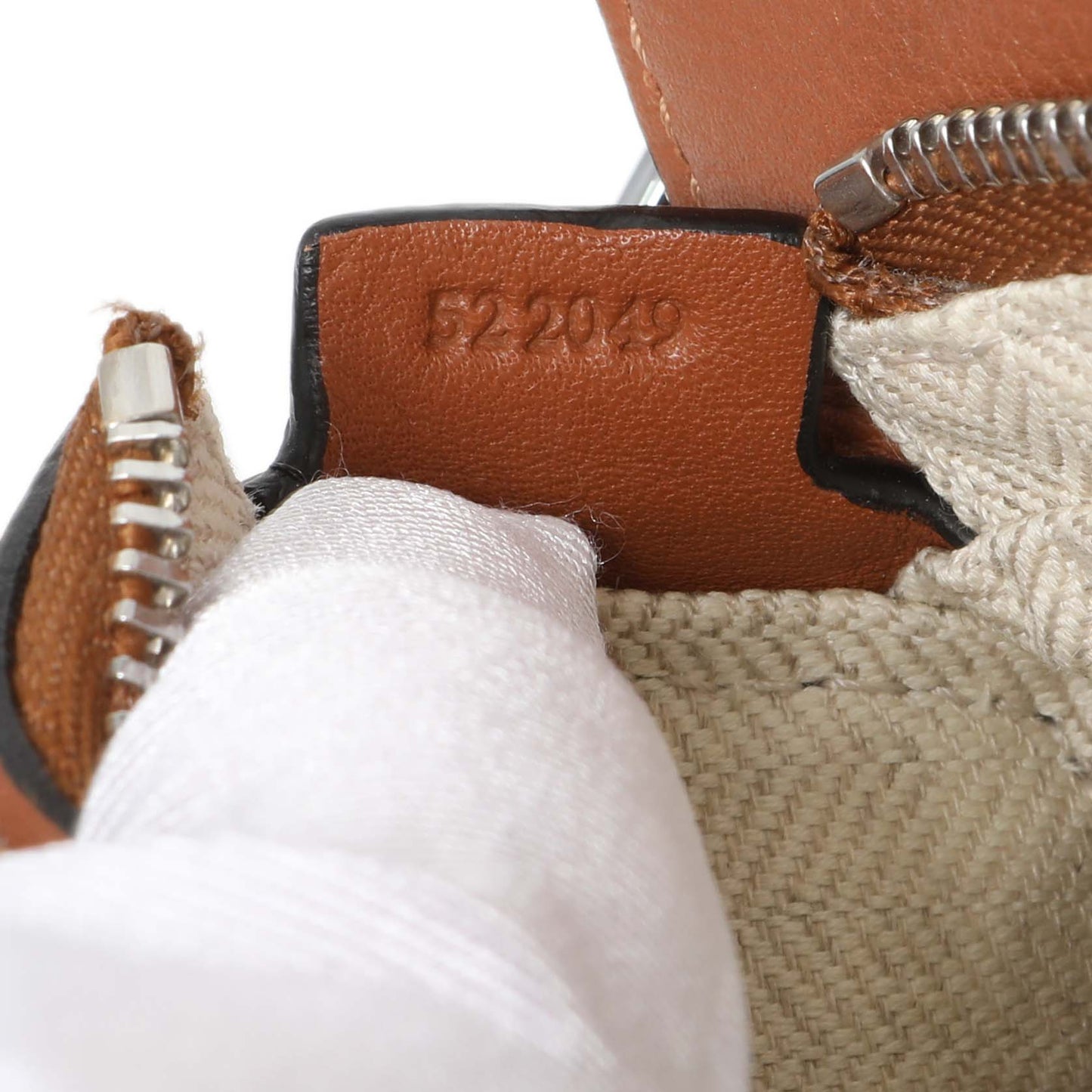 Exclusive Loewe Tan Calfskin Nano Puzzle Bag — Lifestyle View