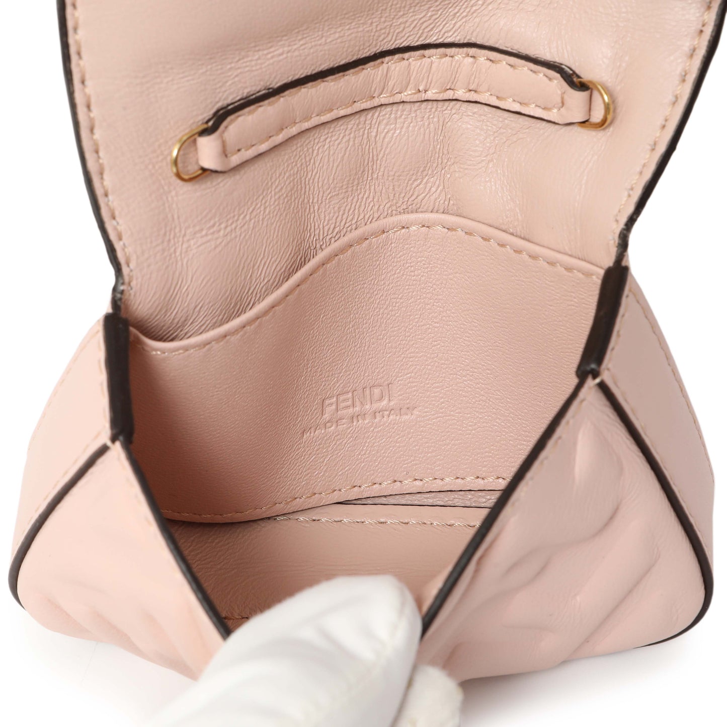 Exclusive Fendi Pink Nappa Matisse FF Embossed Nano Baguette Charm — Detail View