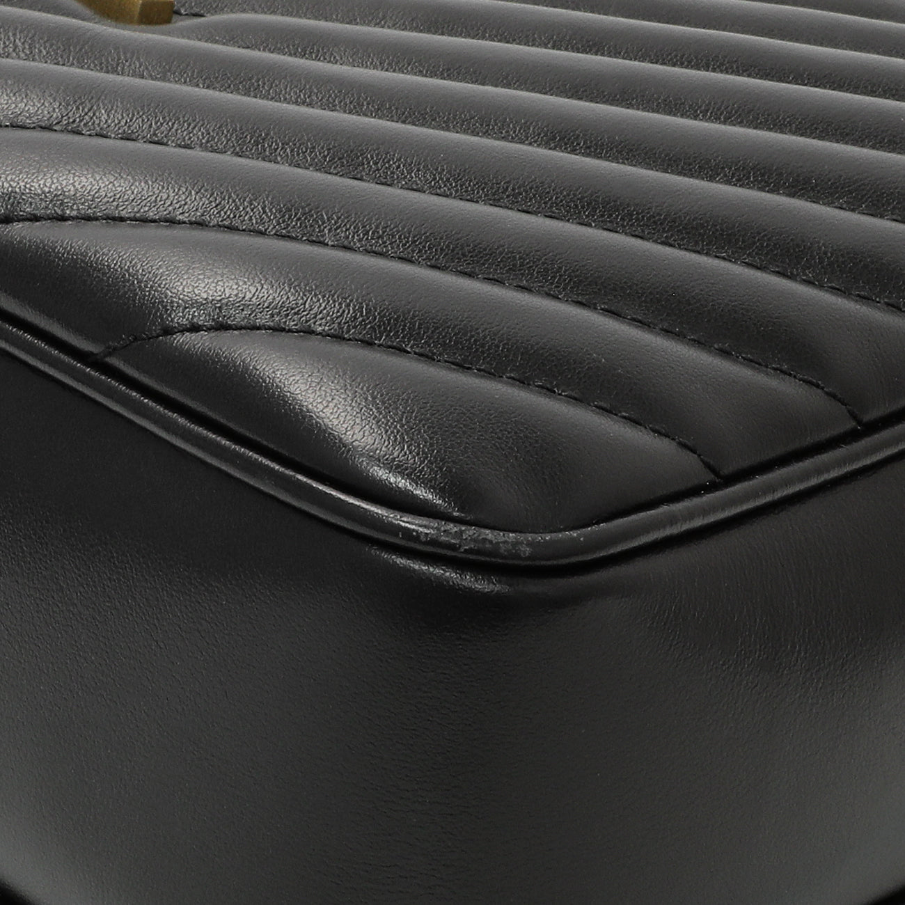 Exclusive Saint Laurent Black Calfskin Matelasse Monogram Lou Camera Bag — Detail View