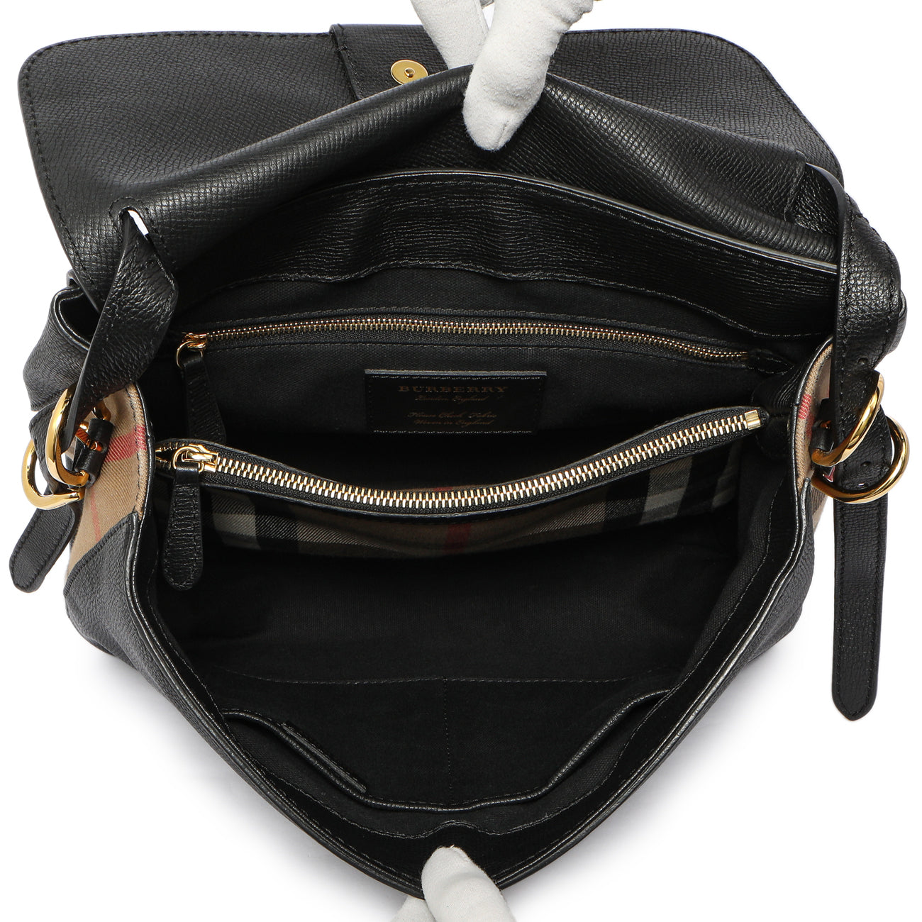 Exclusive Burberry Black Derby Calfskin House Check Medium Camberley — Alternate View 9