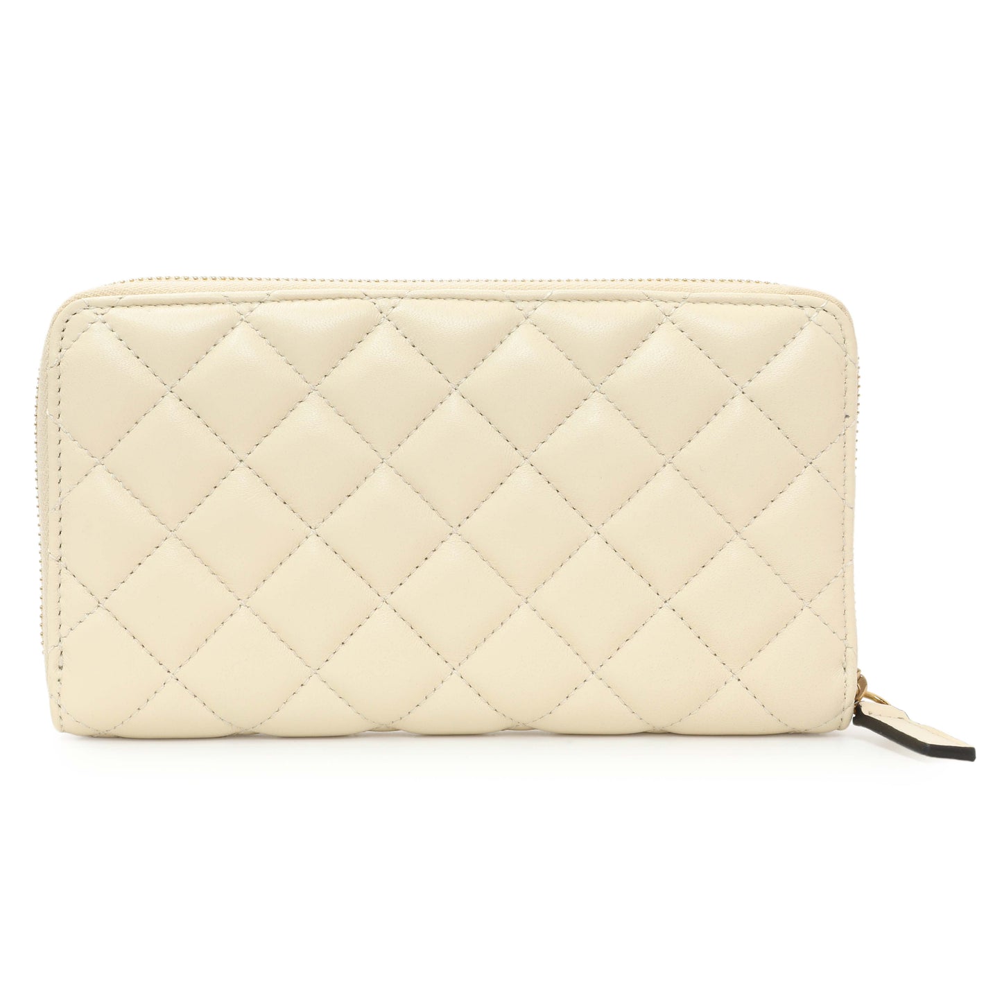 Exclusive Versace White Nappa Quilted La Medusa Zip Around Wallet — Side View
