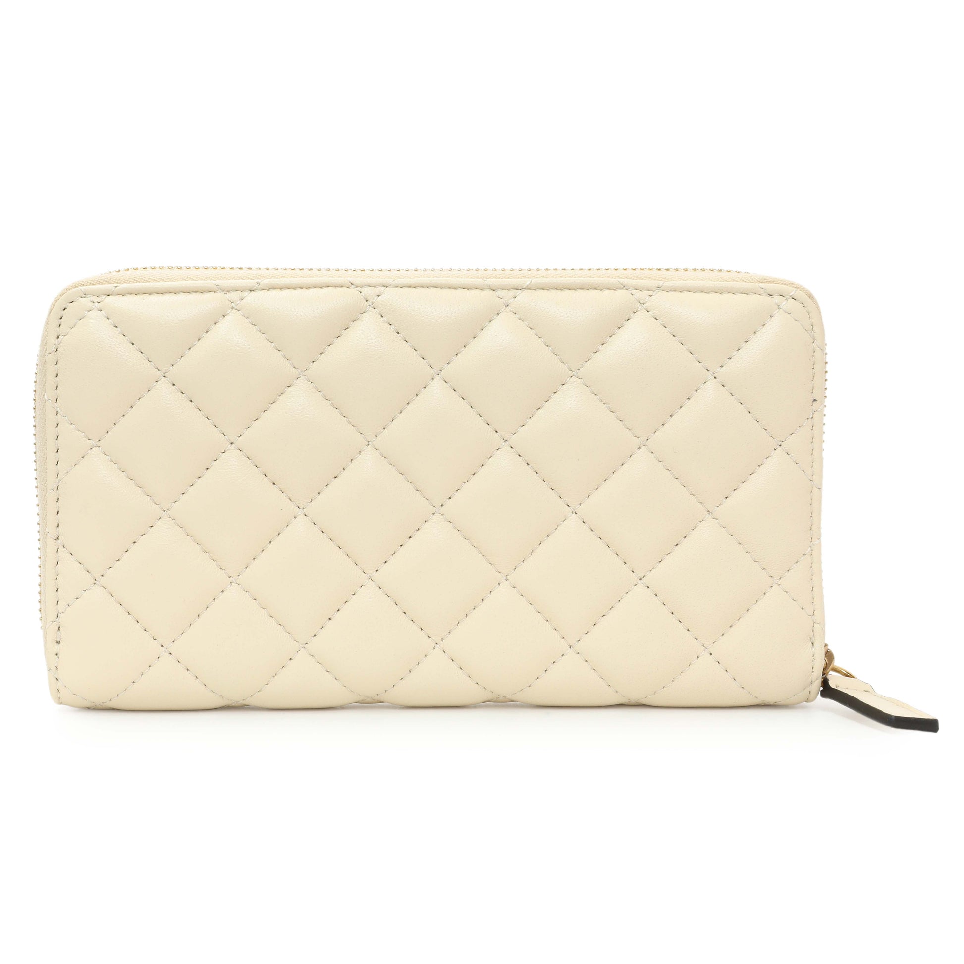 Exclusive Versace White Nappa Quilted La Medusa Zip Around Wallet — Side View