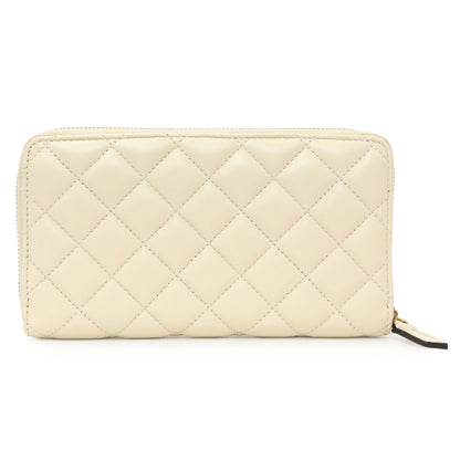 Exclusive Versace White Nappa Quilted La Medusa Zip Around Wallet — Side View