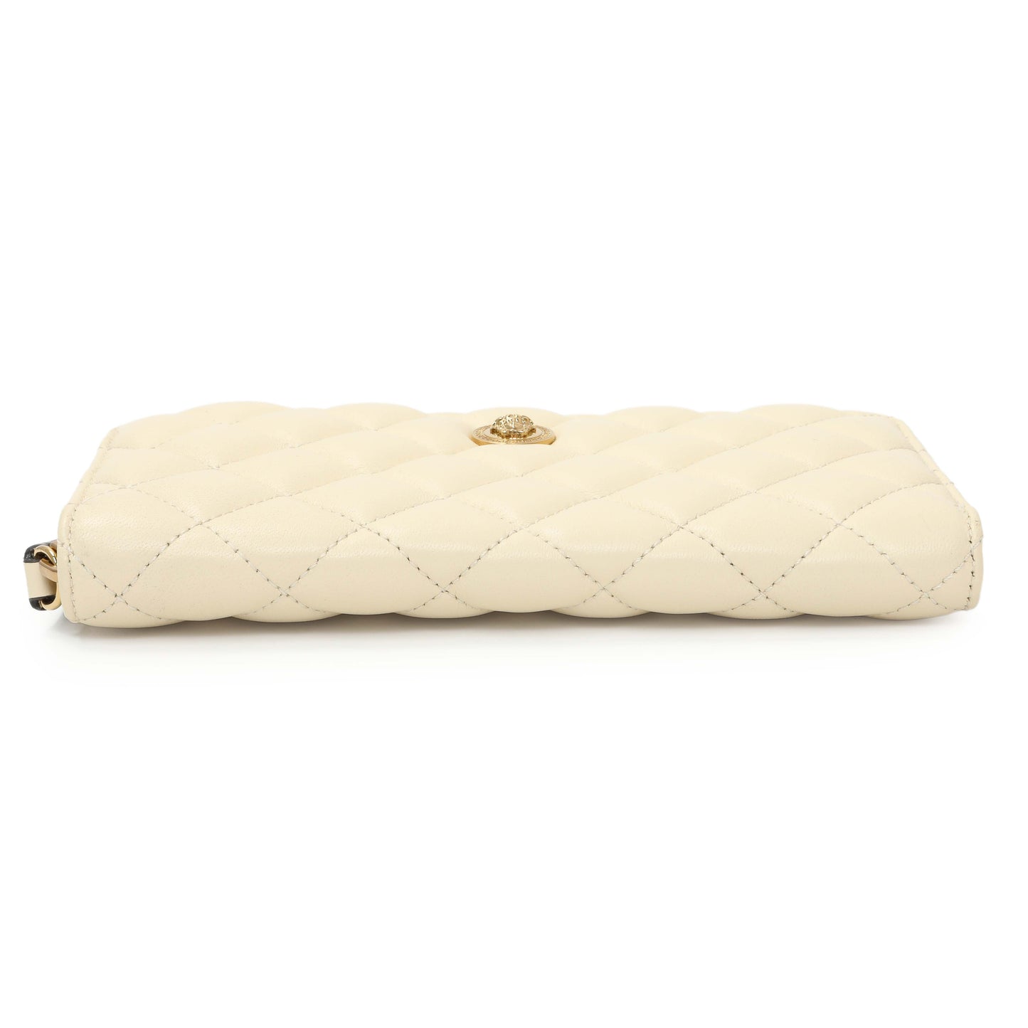 Exclusive Versace White Nappa Quilted La Medusa Zip Around Wallet — Back View
