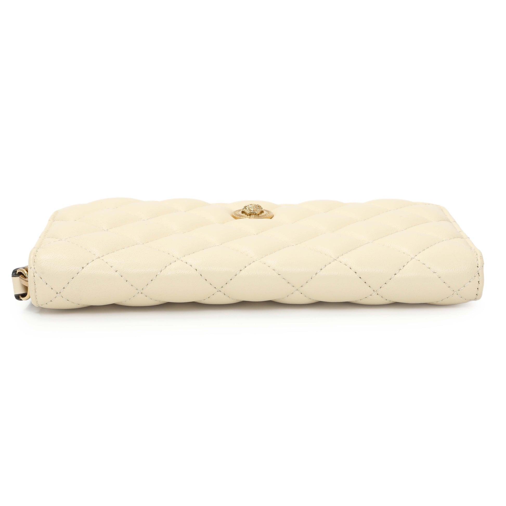 Exclusive Versace White Nappa Quilted La Medusa Zip Around Wallet — Back View