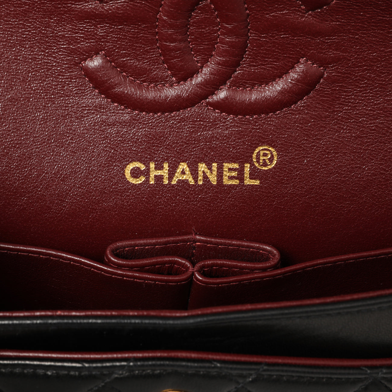 Exclusive Chanel Vintage Black Quilted Lambskin Small Double Flap — Detail View