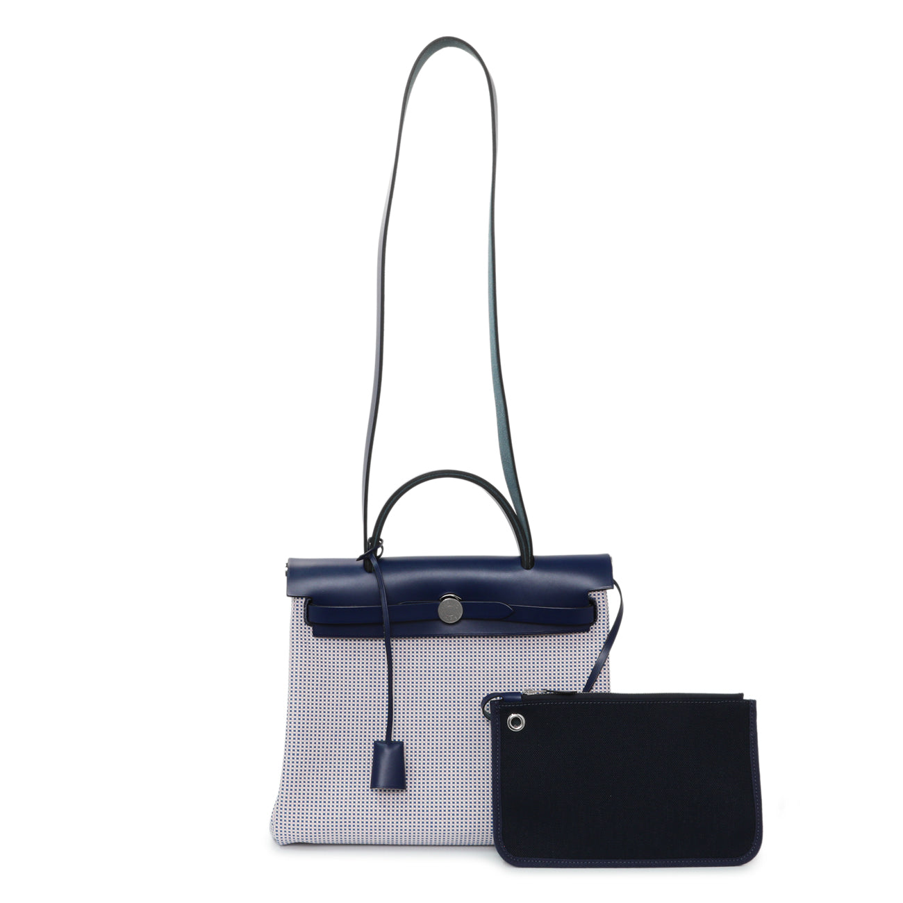 Exclusive Hermes Ecru Mauve Bleu Criss Viking Vache Hunter Herbag Zip Retourne 31 PM — Front View