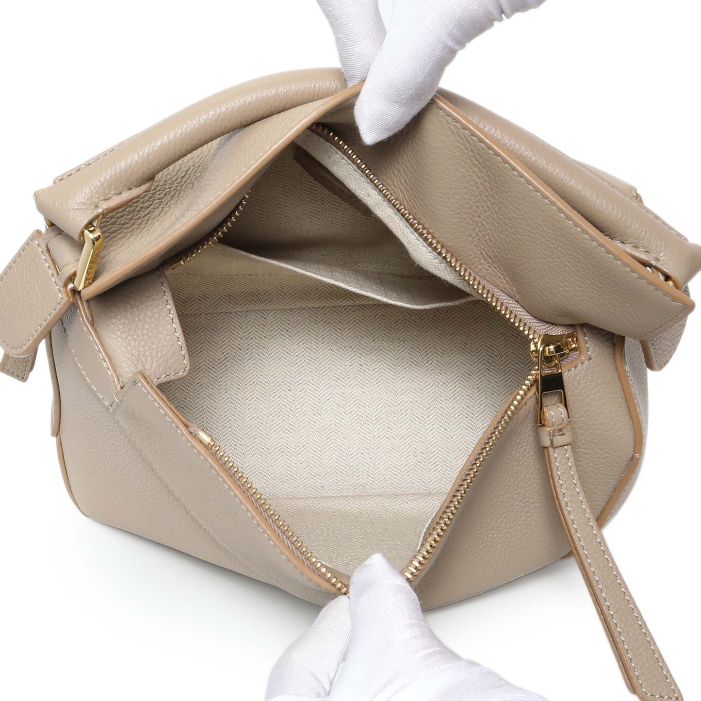 Exclusive Loewe Sand Grained Calfskin Small Puzzle Bag — Top View