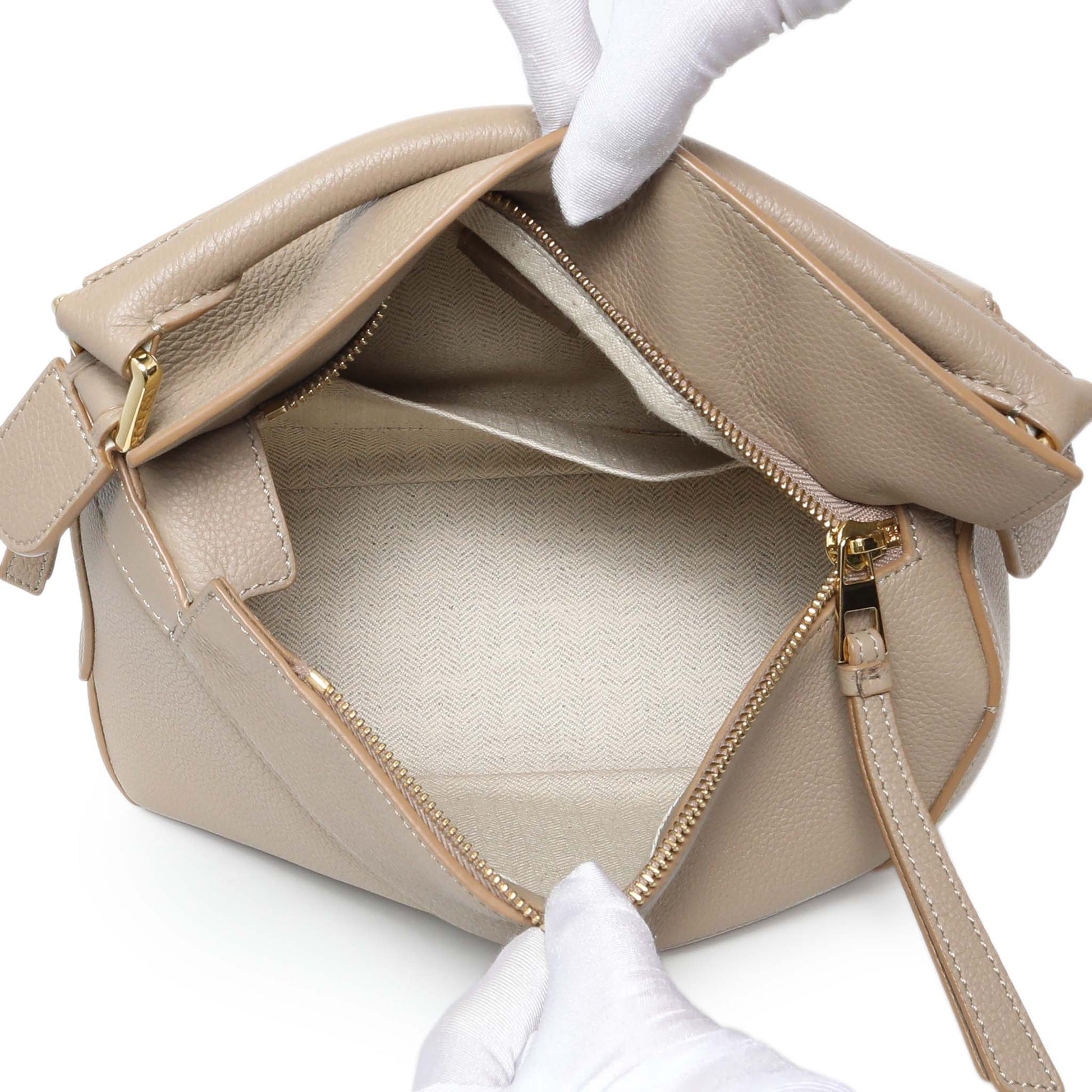 Exclusive Loewe Sand Grained Calfskin Small Puzzle Bag — Top View