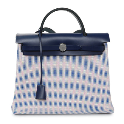 Exclusive Hermes Ecru Mauve Bleu Criss Viking Vache Hunter Herbag Zip Retourne 31 PM — Side View