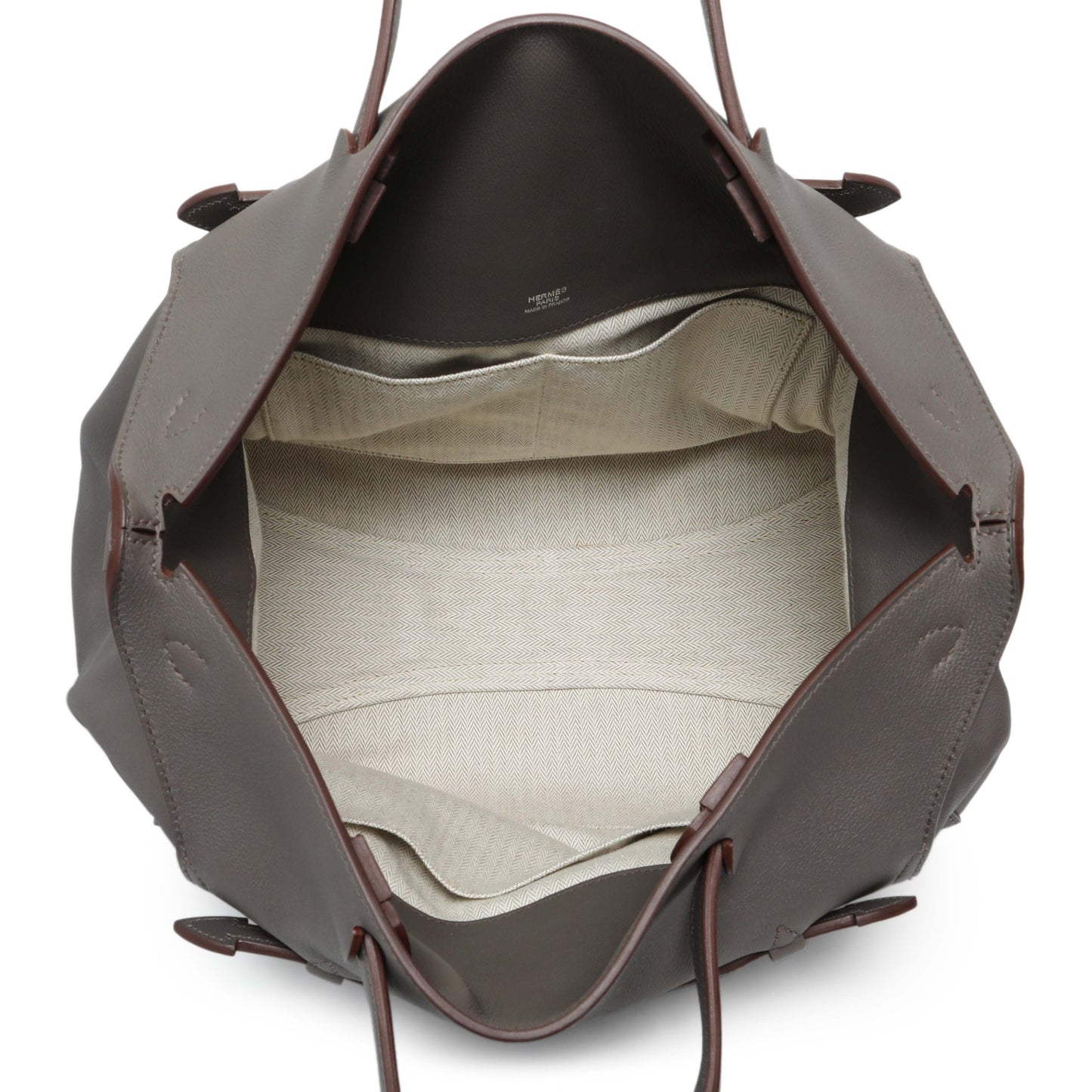 Exclusive Hermes Grey Evergrain Sac Oxer w/ Strap — Top View