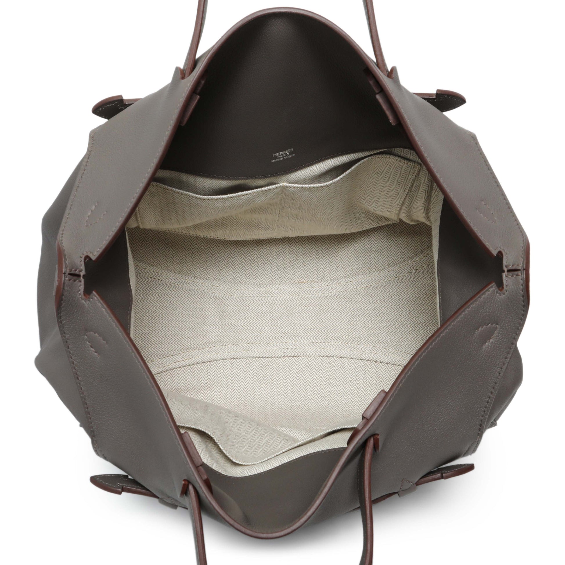 Exclusive Hermes Grey Evergrain Sac Oxer w/ Strap — Top View