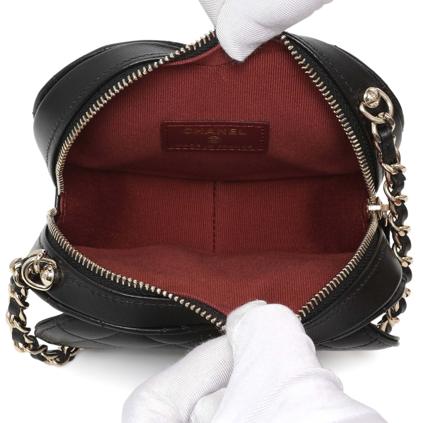 Exclusive Chanel Quilted Lambskin CC In Love Heart Clutch With Chain — Top View