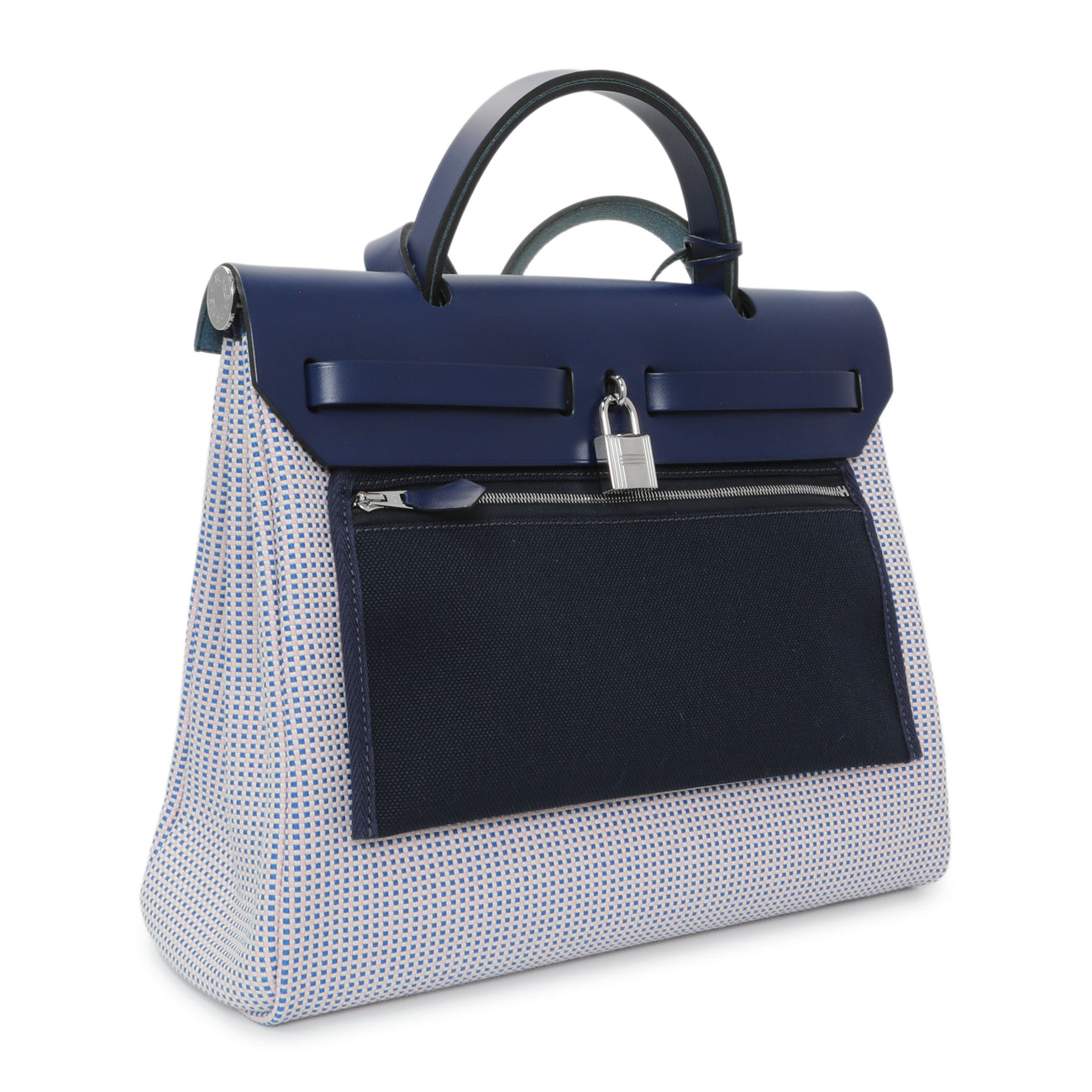 Exclusive Hermes Ecru Mauve Bleu Criss Viking Vache Hunter Herbag Zip Retourne 31 PM — Back View