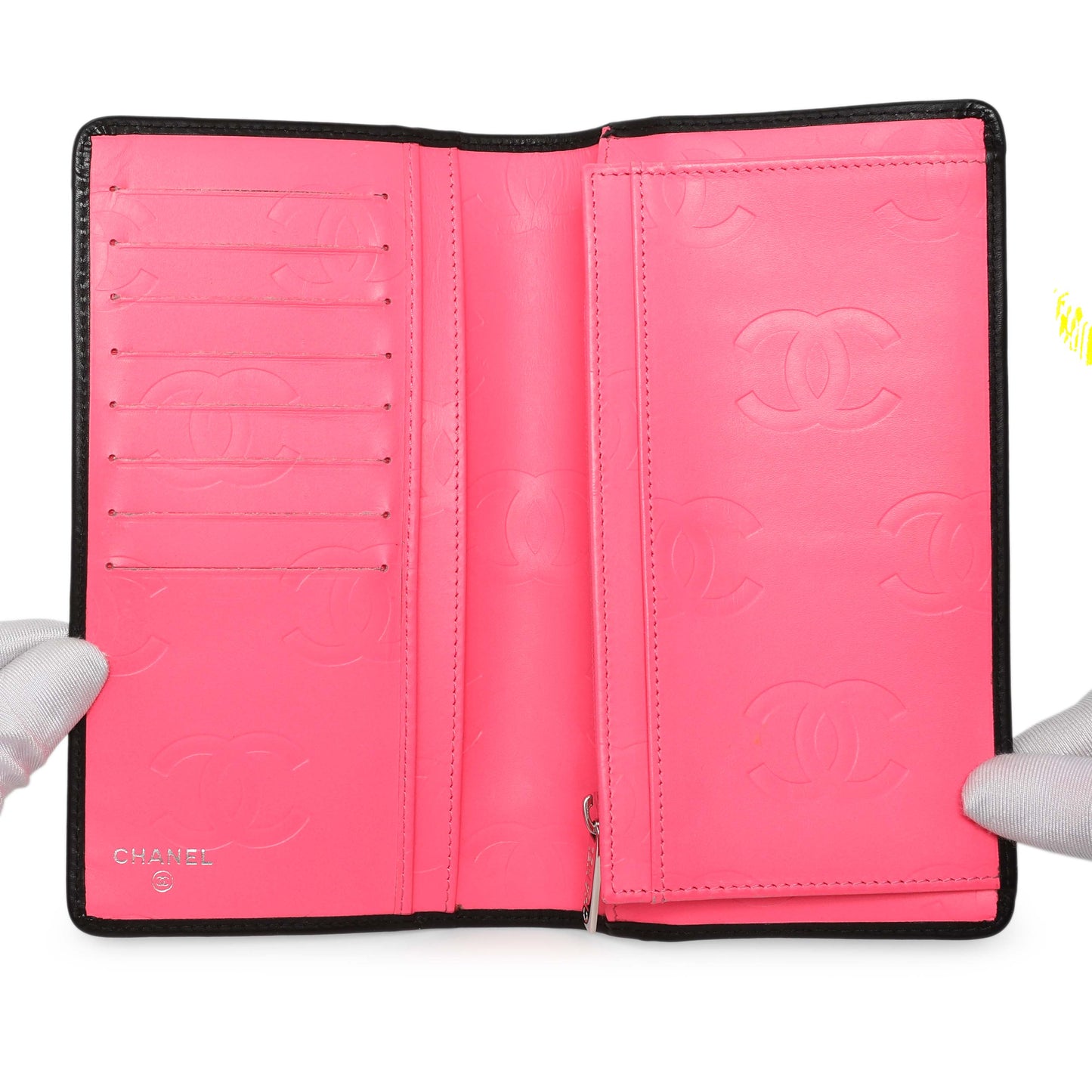 Exclusive Chanel Black Calfskin Quilted Cambon Yen Wallet — Top View