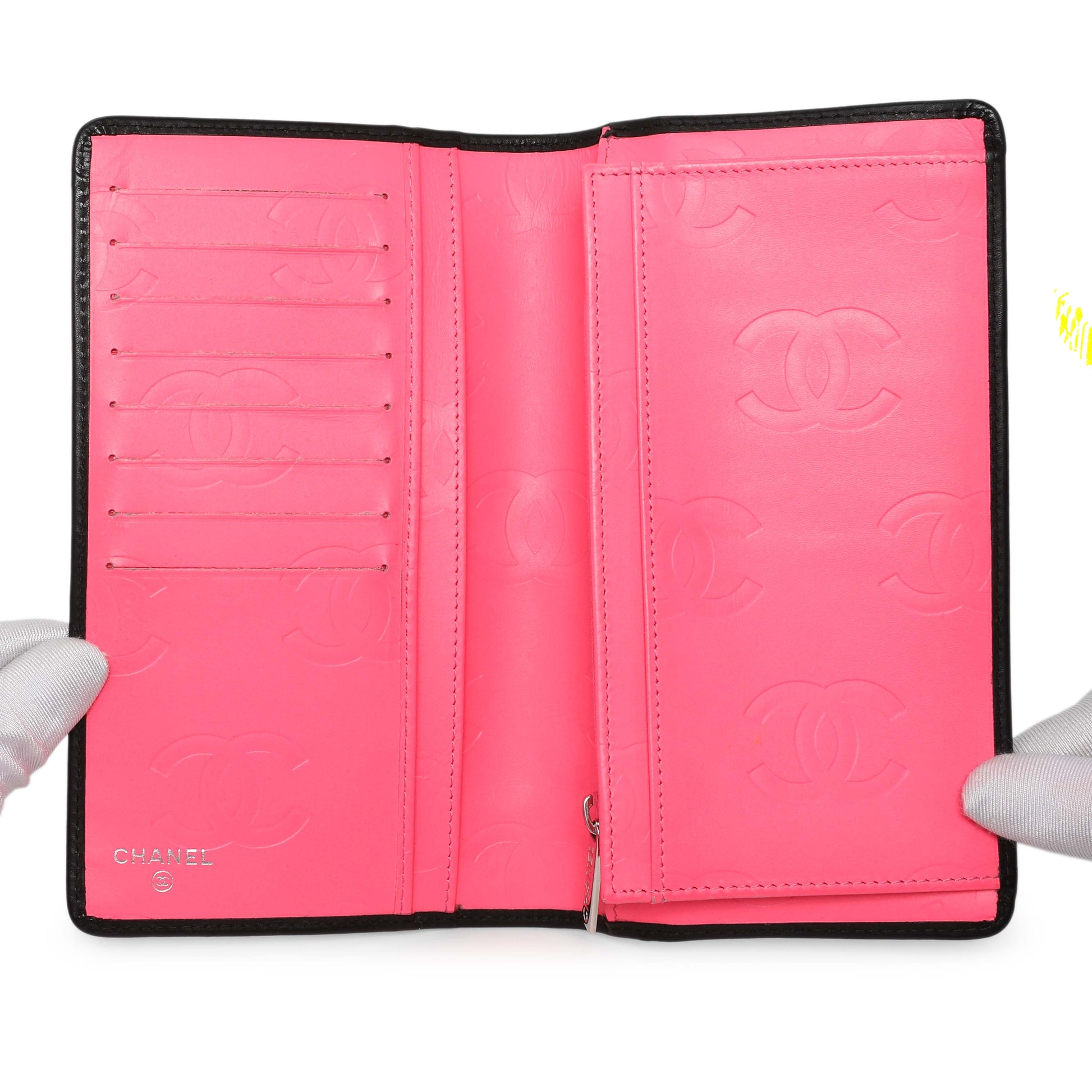Exclusive Chanel Black Calfskin Quilted Cambon Yen Wallet — Top View