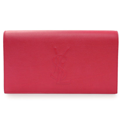 Exclusive Saint Laurent Lipstick Fuchsia Calfskin Monogram Large Belle De Jour Clutch — Front View