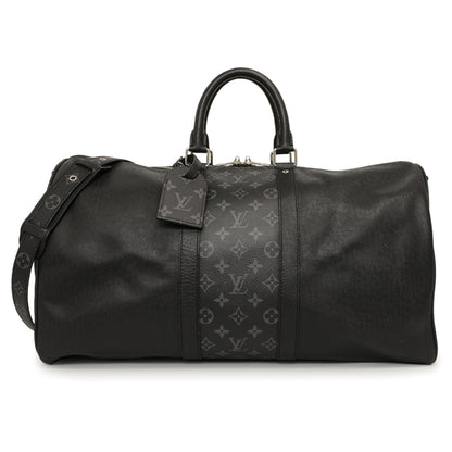 Exclusive Louis Vuitton Black Taigarama Keepall Bandouliere 50 — Front View