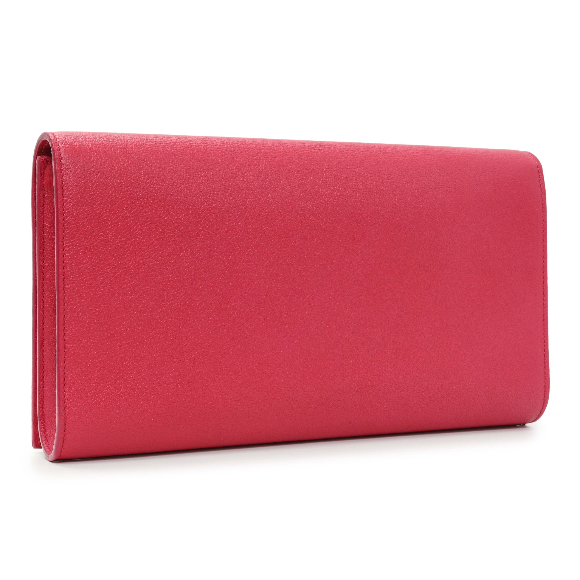 Exclusive Saint Laurent Lipstick Fuchsia Calfskin Monogram Large Belle De Jour Clutch — Side View