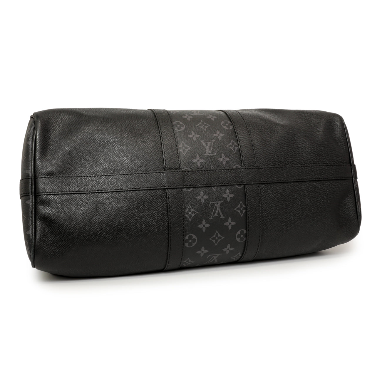 Exclusive Louis Vuitton Black Taigarama Keepall Bandouliere 50 — Back View