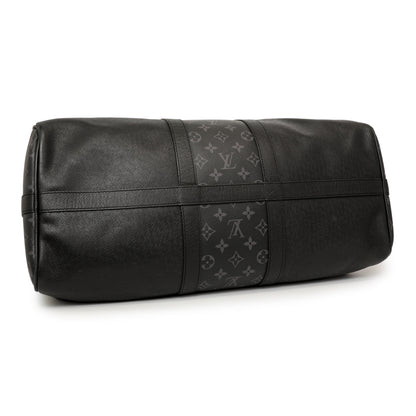 Exclusive Louis Vuitton Black Taigarama Keepall Bandouliere 50 — Back View