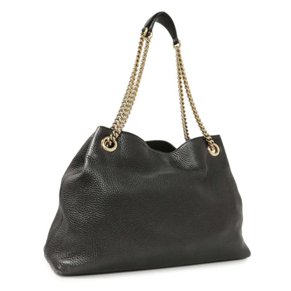 Exclusive Gucci Black Pebbled Calfskin Medium Soho Chain Shoulder Bag — Side View